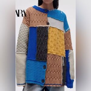 Ader Error x Zara Oversized Patchwork Knit Cardigan